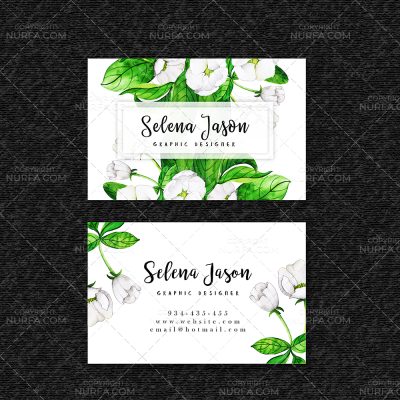 Watercolor Floral Visiting Card Template